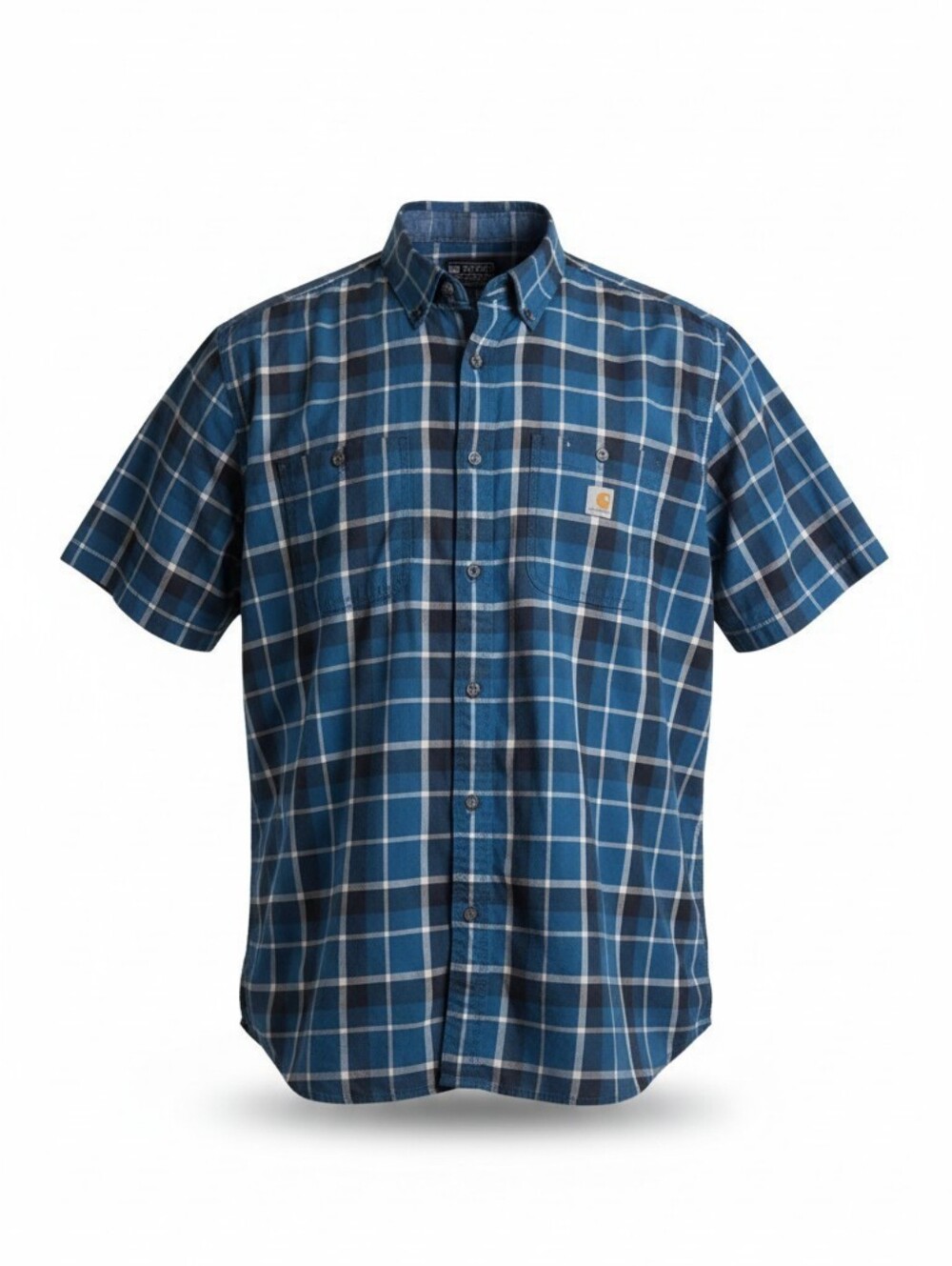 Carhartt Mens 2XL Relaxed Fit Plaid Short Sleeve Stretch Work Shirt TW5701-M